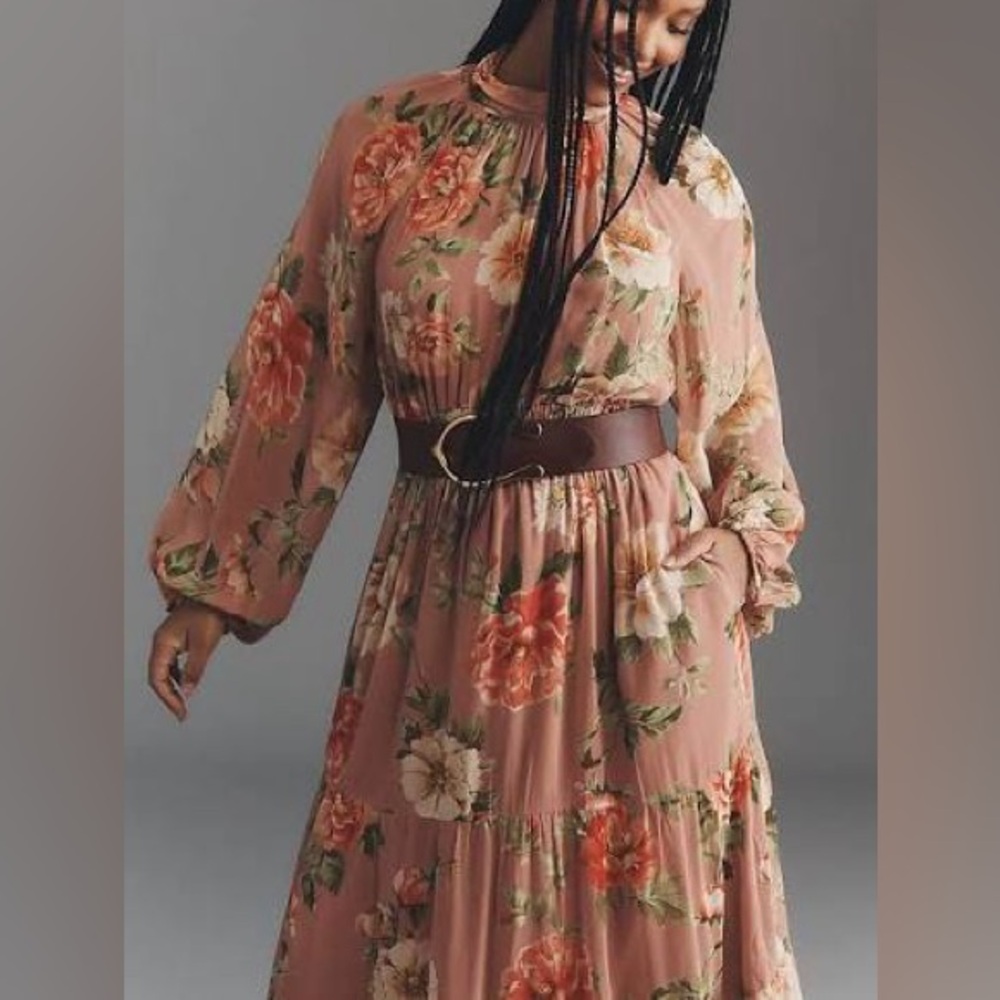 Somerset long sleeve chiffon floral maxi dress NWT - Picture 3 of 8